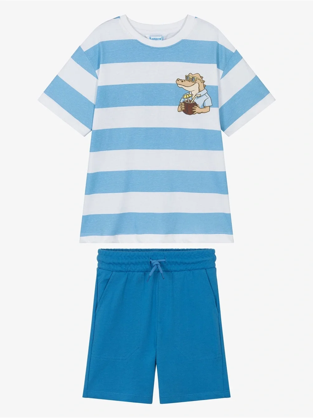 Mayoral Boys Blue Striped Cotton Shorts Set Sz 2t